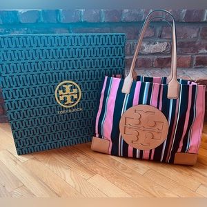 **SOLD**  Tory Burch Large Striped Ella Tote